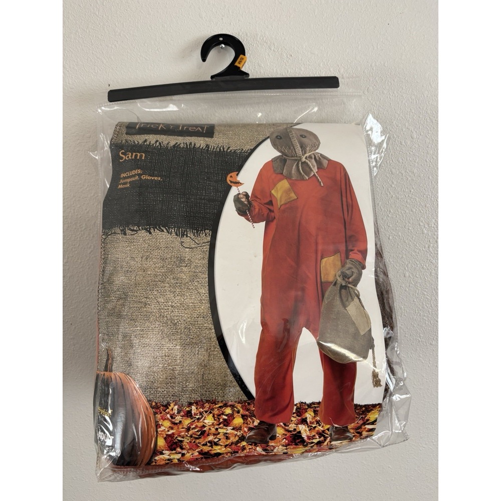 Spirit Halloween Trick 'r Treat Sam Adult S/M Costume Mask Jumpsuit Gloves